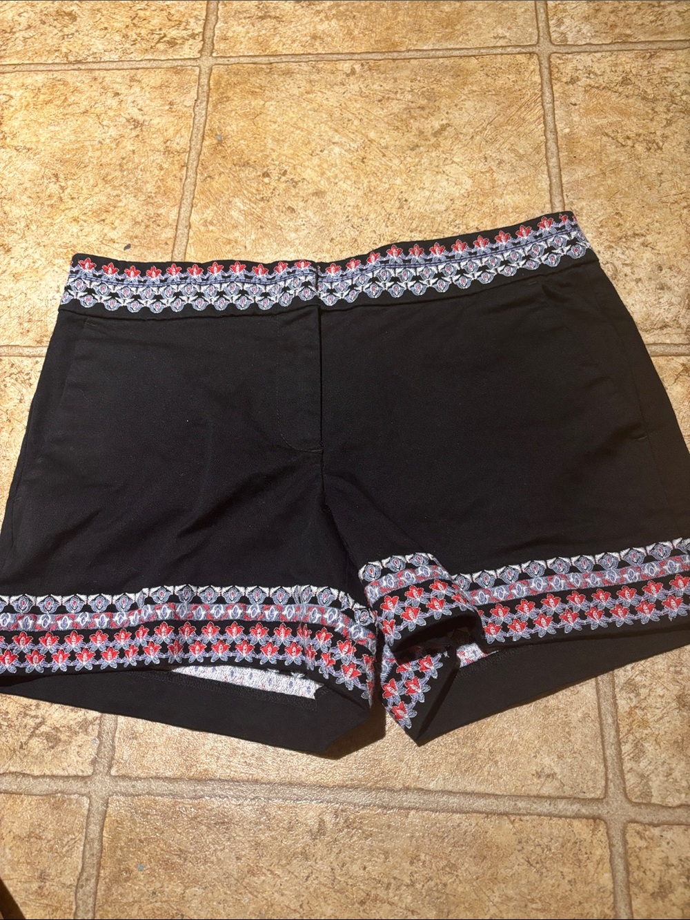 LOFT Black Bike Shorts with Red & White Trim